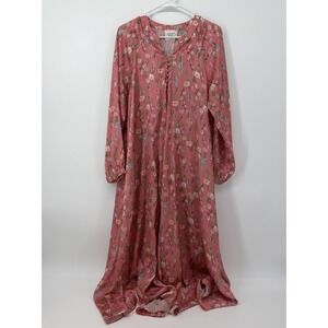 Floral Pink Maxi Dress - Lightweight Long Sleeve